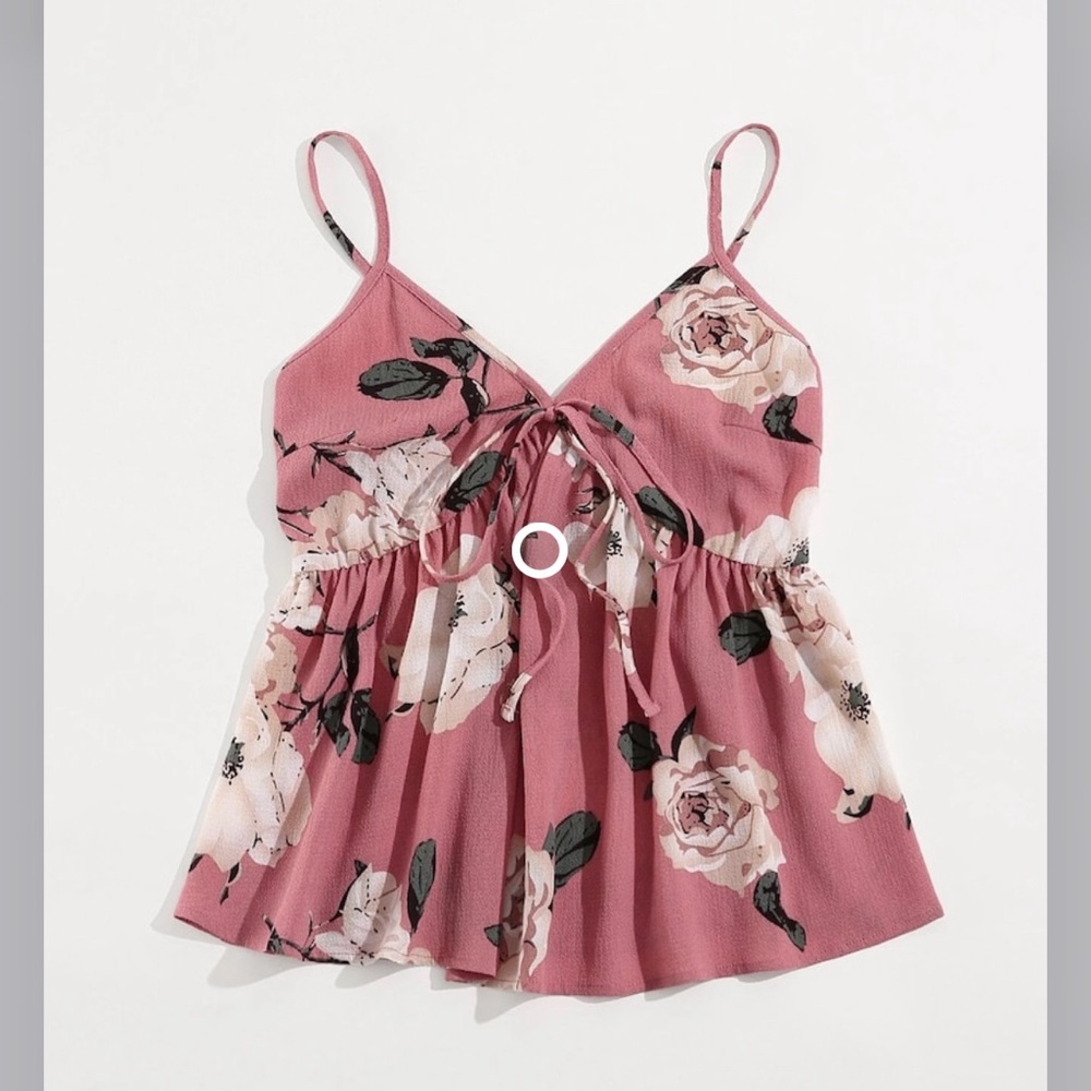 ❣️Peach Floral A Line Tank Blouse - Picture 8 of 12